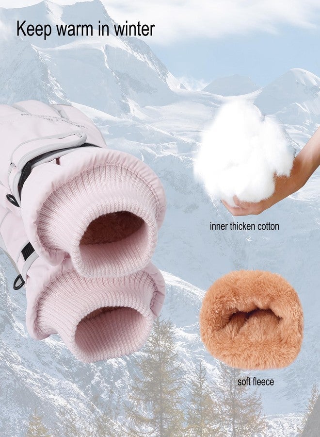 DONBAO Winter Women Ski Gloves, Waterproof Touch Screen Snow Gloves, Warm Windproof Snowboard for Skiing Hiking Cycling (Pink) - Image 4